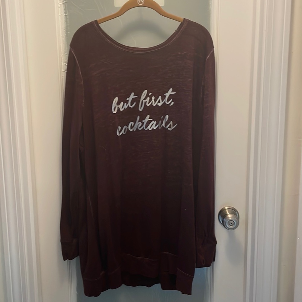 ‘But first cocktails’ long sleeve light weight sweater